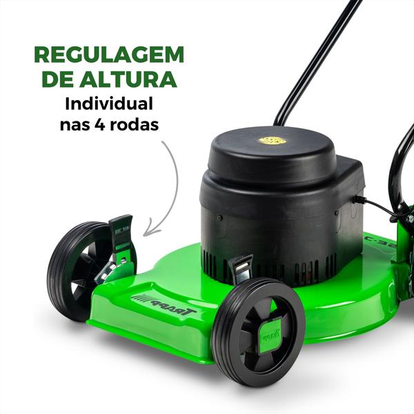 Imagem de Cortador Maquina Cortar Grama Elétrico Trapp MC35L 1300W Carrinho Aparador Jardim Campo 110V 220V