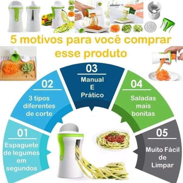 Imagem de Cortador Multiuso De Legumes Espiral Em Inox 2 Em 1 + Brind&