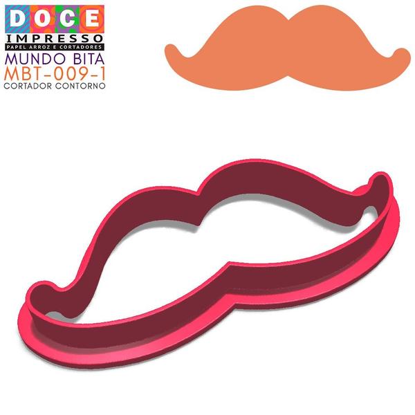 Imagem de Cortador Pasta Doce Impresso Festa Desenho Infantil Bita Bigode Bigodudo Barba Mustache