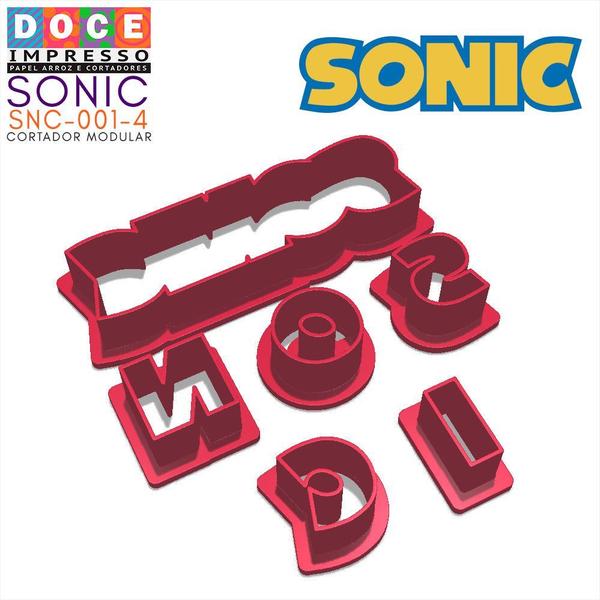 Imagem de Cortador Pasta Doce Impresso Festa Game Ouriço Sonic Logo Símbolo