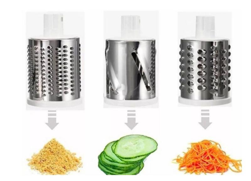 Imagem de Cortador Tabletop Drum Grater Fatiador Legumes 3 Em 1 Inox