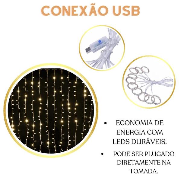 Imagem de Cortina 300 LEDs 3x3m: Transforme Seu Espaço em um Ambiente de Sonho