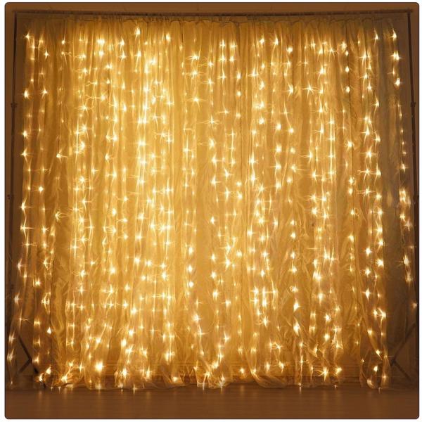 Imagem de Cortina 320 Leds 3,00 X 3,00m Branco Quente 3000k Luxo Total