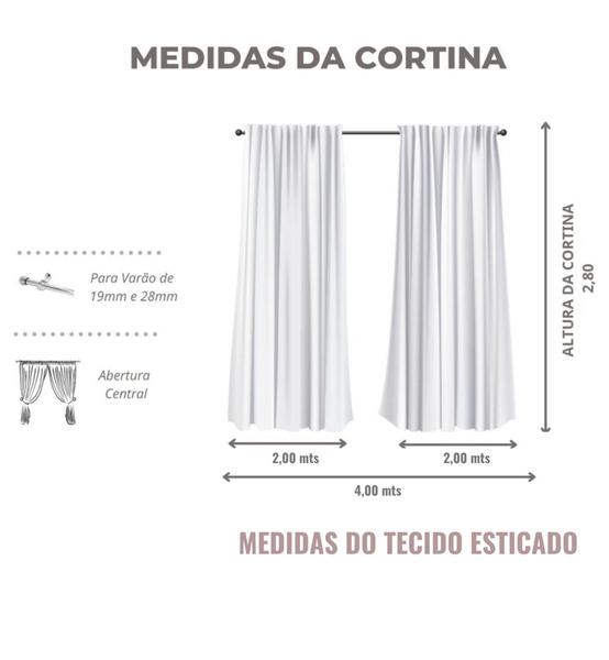Imagem de Cortina 4 Metros X 2,80 C/ Voil Voal Xadrez Quarto Sala