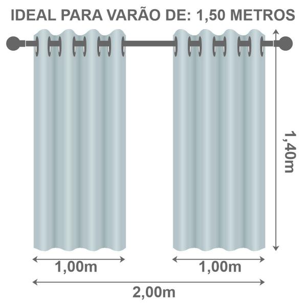 Imagem de Cortina Blackout c/ Forro Voil Xadrez 2,00m x 1,40m Blecaute Corta Luz Sala Quarto Janela Porta