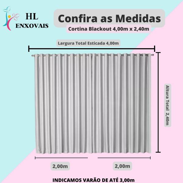 Imagem de Cortina Blackout Grande Para Sala 4,00 X 2,40 Em Tecido Grosso Luxo Corta Luz