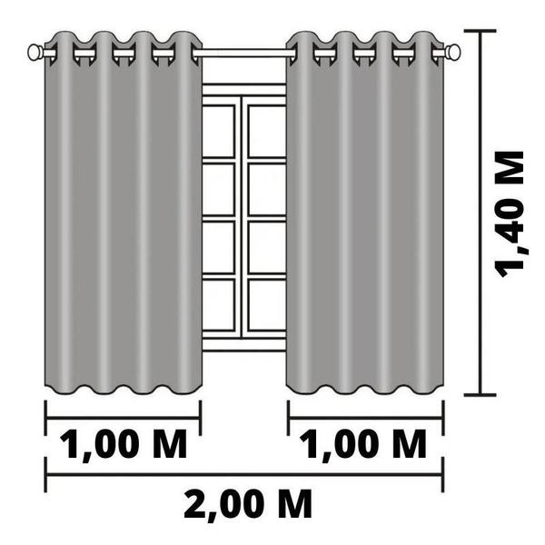 Imagem de Cortina Blackout Película 200 X 140 Cm Ilhós Cinza Quarto
