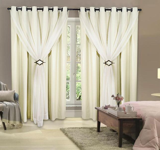 Imagem de Cortina Blackout Pvc 2,00x2,50 Com Tecido Voil Sala e Quarto Blecaute