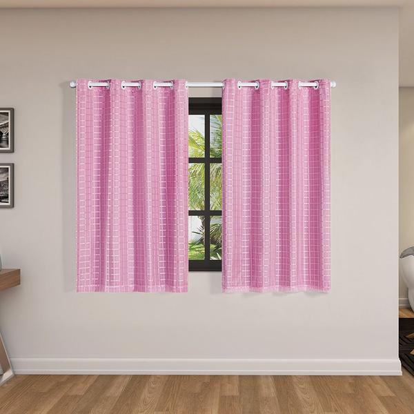 Imagem de Cortina Blackout PVC c/ Tecido Voil Xadrez 2,80 x 1,60 Rosa