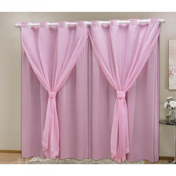 Imagem de Cortina Blackout Pvc Com Tecido Voil 2,80 M X 2,30 M Rosa