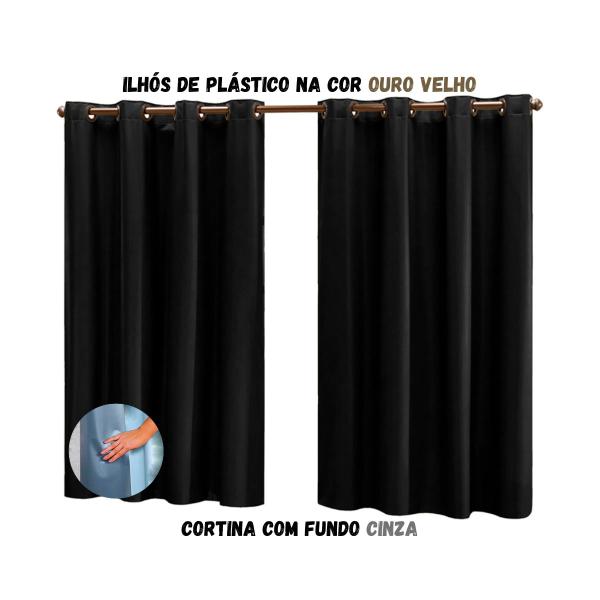 Imagem de Cortina Blackout Sala ou Quarto PVC (plástico) Rústica 100% Blecaute 2,80M x 1,00M Tecido Grosso