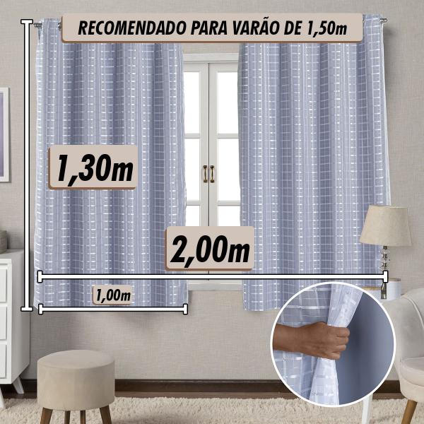 Imagem de Cortina Blecaute Com Voil Xadrez 2 Metros PVC Premium