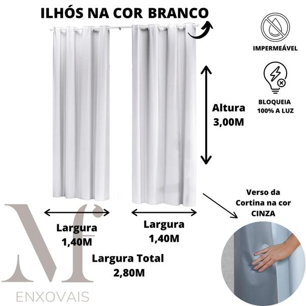 Imagem de Cortina Blecaute Corta Luz 2,80M x 3,00M PVC com Ilhós Sala ou Quarto