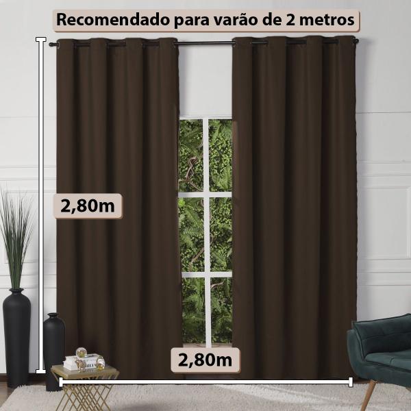 Imagem de Cortina Blecaute De PVC 2,80m x 2,80m Marrom Para Varão Simples