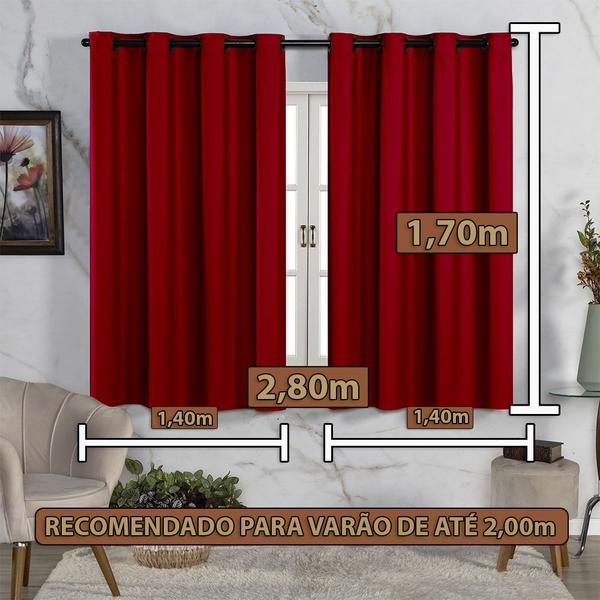 Imagem de Cortina Blecaute Janela 2 Metros PVC Vermelho 2,80x1,70