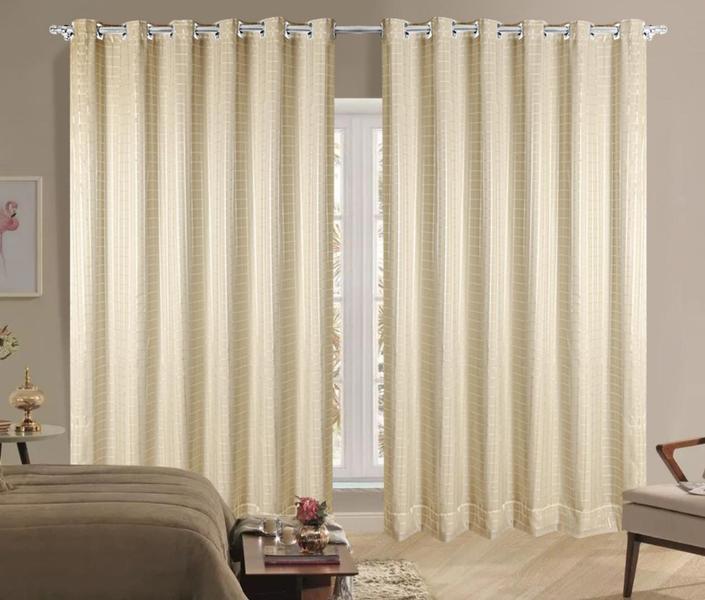 Imagem de Cortina Blecaute PVC 4,00x1,80 Com Tecido Voal Varao Simples Sala e Quarto