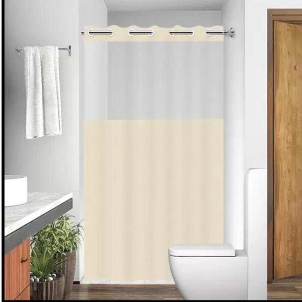 Imagem de Cortina Box para Banheiro Reforçado PVC Anti-Mofo com ILHÓS