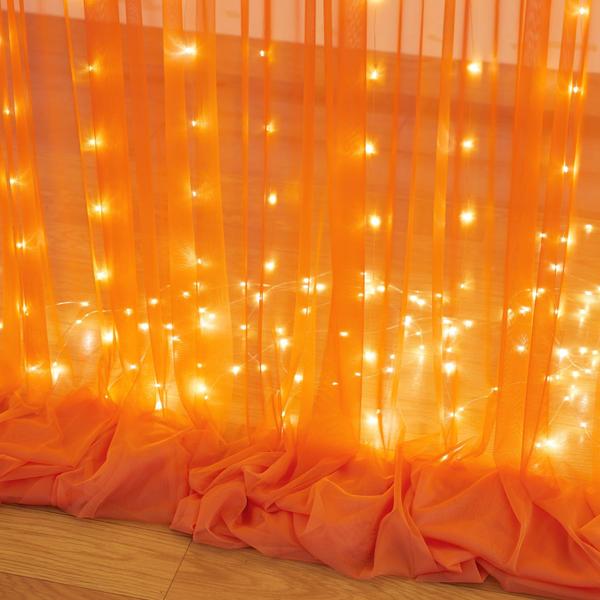 Imagem de Cortina de fundo Suppromo Orange Tule 3x3m com cordão de luzes