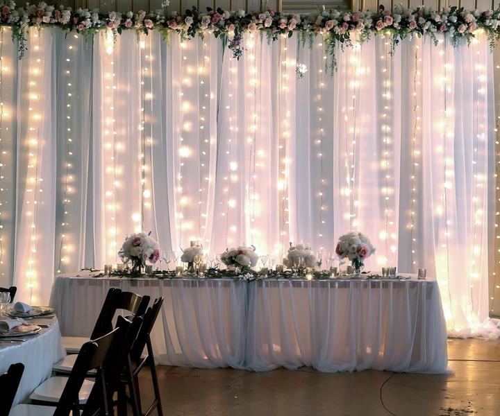 Imagem de Cortina de fundo Suppromo Tulle com luzes 9,1x3m para eventos