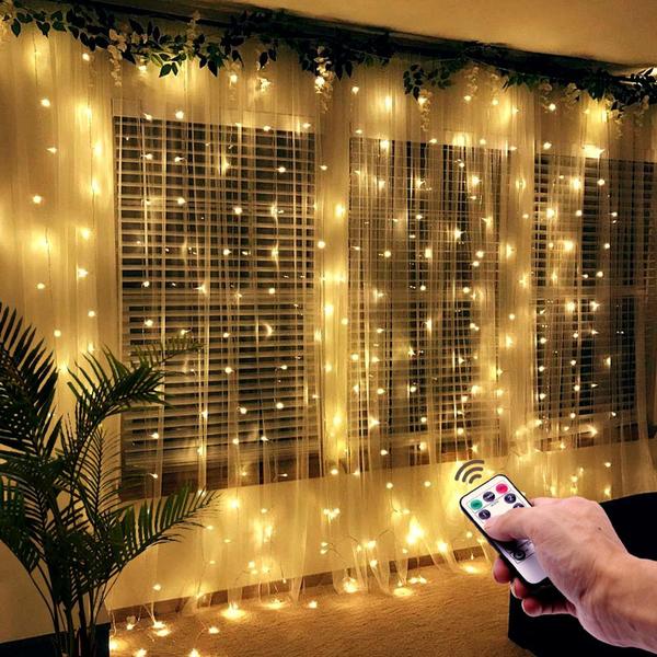 Imagem de Cortina De Led 3x2M 300 Leds 8 Funções Romântica Para Casamento De Natal