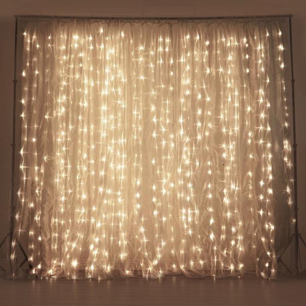 Imagem de Cortina De Led 900leds Casamento Fixa Branca quente fio branco 4x3m 127v