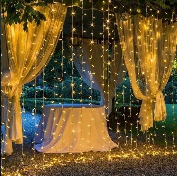 Imagem de Cortina De Led Luz Luzes Lampadas Para Natal Festa Decoração Pisca Pisca Casamento 6 Metros 110V