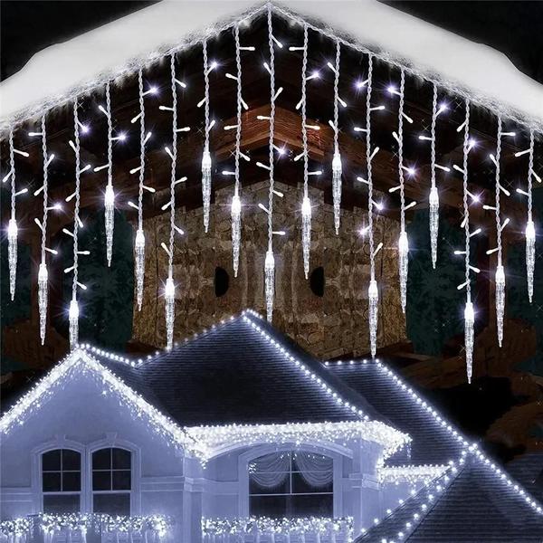 Imagem de Cortina de LED para Decoração de Natal - 3m, Luzes de Corda com Design de Sincelo