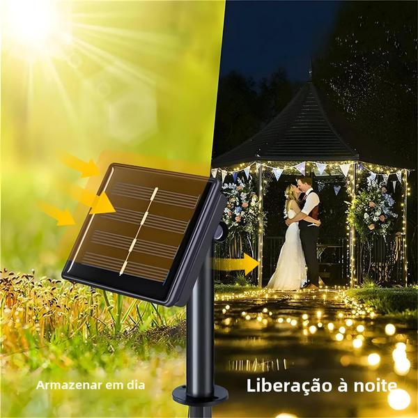 Imagem de Cortina de Luz Solar LED à Prova d'Água - 300 LEDs para Jardim e Natal