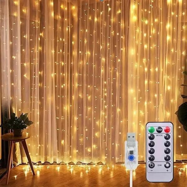 Imagem de Cortina De Luzes LED 346M Guirlanda De Fadas USB 8 Modos Natal Festa De Casamento Decoração De Casa