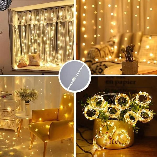 Imagem de Cortina De Luzes Led Com Controle Remoto Usb, 8 Modos, Guirlanda De Natal, Luz De Fadas Para Quarto,