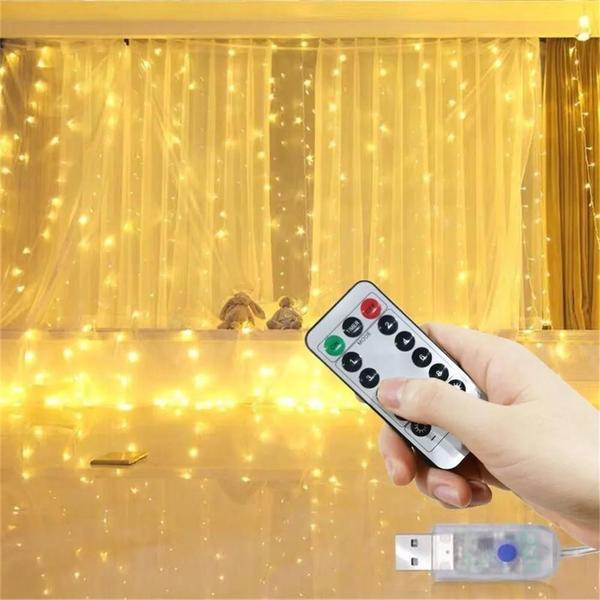 Imagem de Cortina De Luzes LED USB 3x3 3x2 3x1 Guirlanda De Fadas De Natal Casamento Quarto Decoração De Casa