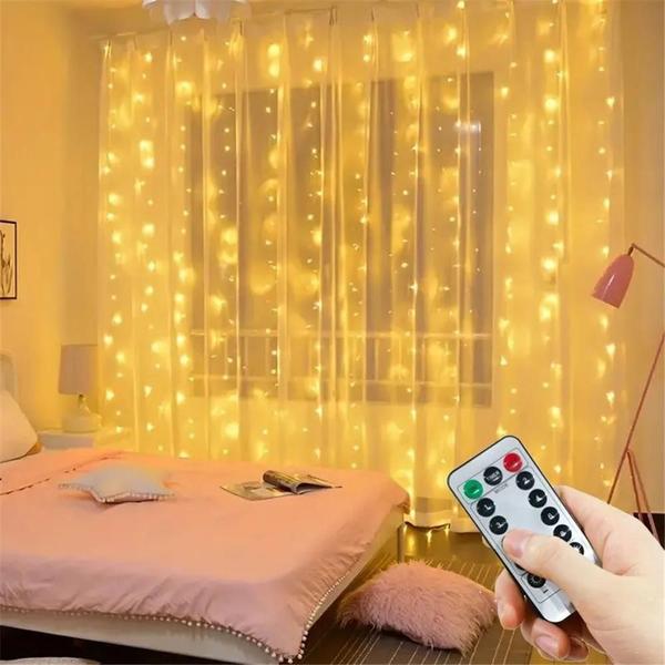 Imagem de Cortina De Luzes LED USB 3x3 3x2 3x1 Guirlanda De Fadas De Natal Casamento Quarto Decoração De Casa