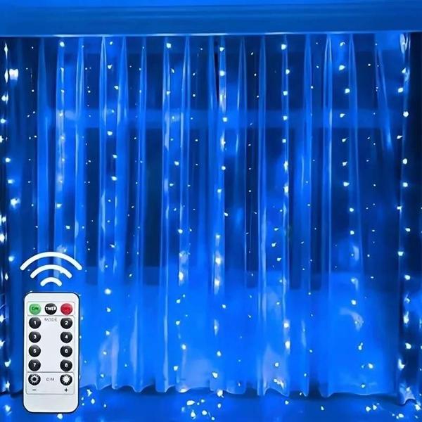 Imagem de Cortina de Luzes LED USB com Controle Remoto - 8 Modos - Ideal para Festas e Decoração de Natal