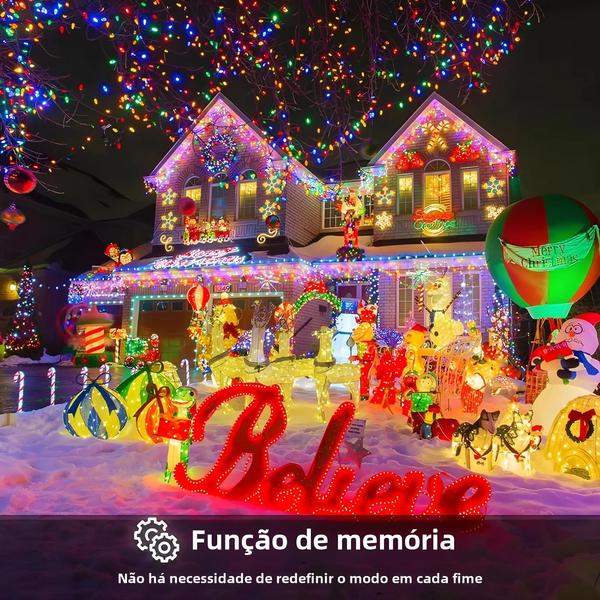 Imagem de Cortina de Luzes Solares para Jardim - 3,5m/7,5m - Ideal para Festas, Natal e Decoração de Quintal