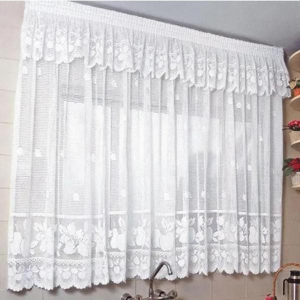Cortina De Renda Para Cozinha 1.20 X 2.00 Branca (Sem Varão) - Karla Cortina De Renda Para Cozinha 1.20 X 2.00 Branca (Sem Varão) - Karla