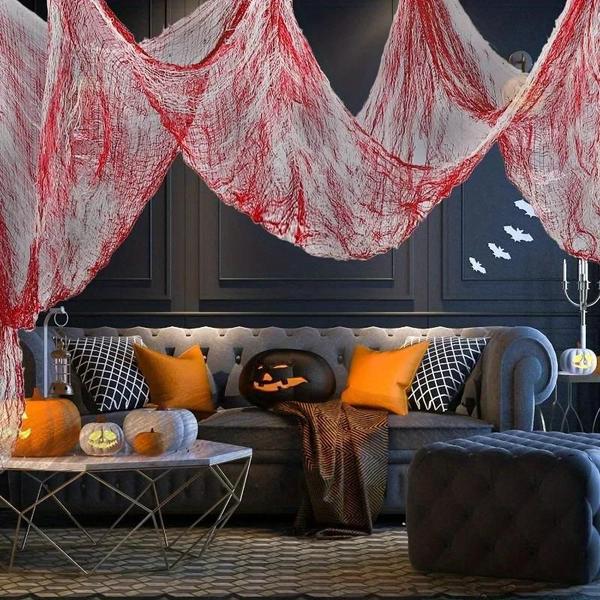 Imagem de Cortina Decorativa de Halloween - Terror Sangrento Vermelho (30x72 Polegadas)