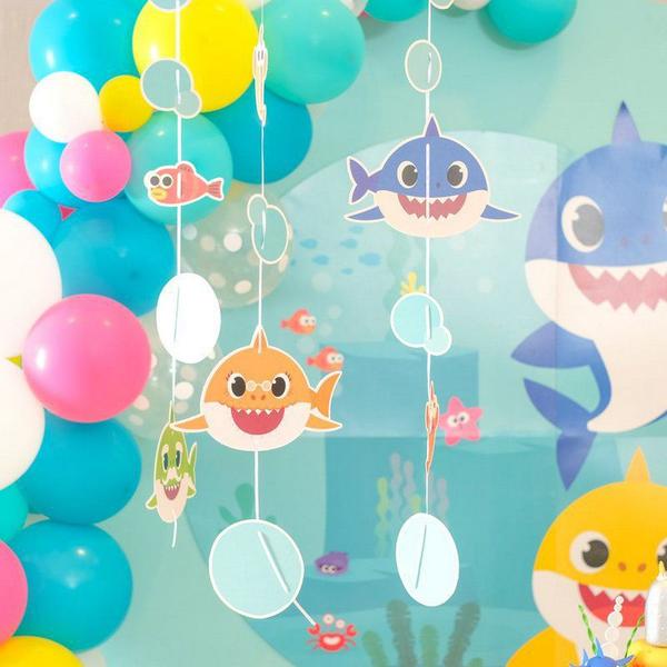 Imagem de Cortina Decorativa Festa Baby Shark - 6 Unidades - Cromus - Rizzo Festas