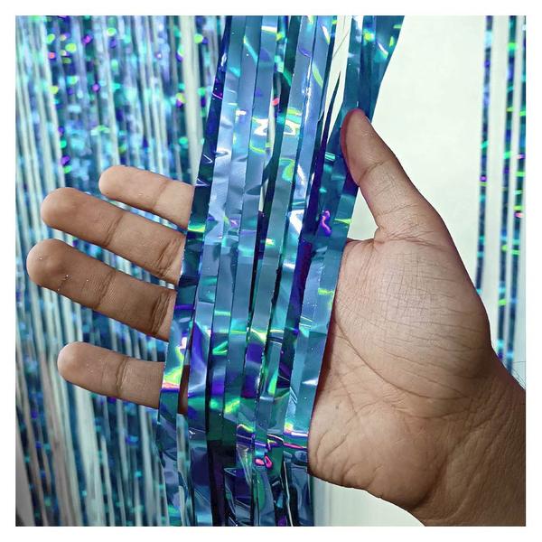 Cortina Fitas Metalizadas Azul Escuro Holográfica - 1x2m - Extra Festas Imagem de Cortina Fitas Metalizadas Azul Escuro Holográfica - 1x2m