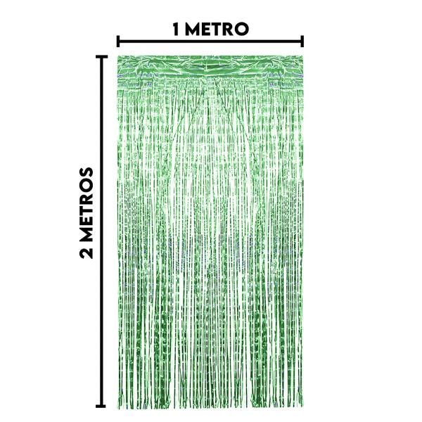 Imagem de Cortina Fitas Metalizadas Verde Holográfica - 1x2m