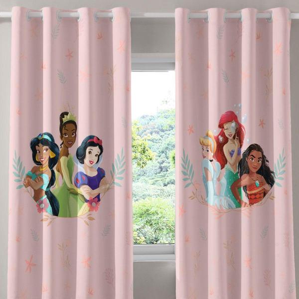 Imagem de Cortina Infantil Princesas Disney Corta Luz Tecido Blackout 70% 2,60 x 1,70 Bella Janela