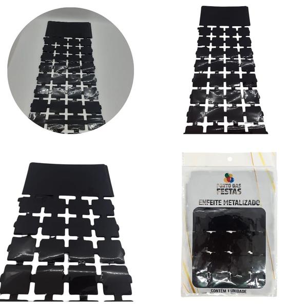 Cortina metalizada quadradinho pequeno - 2x1m Preto - Ponto das Festas Imagem de Cortina metalizada quadradinho pequeno - 2x1m Preto