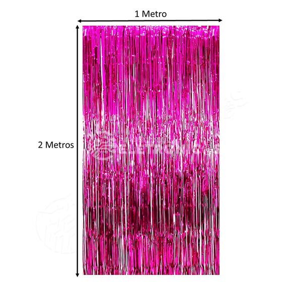 Imagem de Cortina Metalizada Rosa Pink Para Decoração de Festas Aniversário, Casamento E Natal 2703