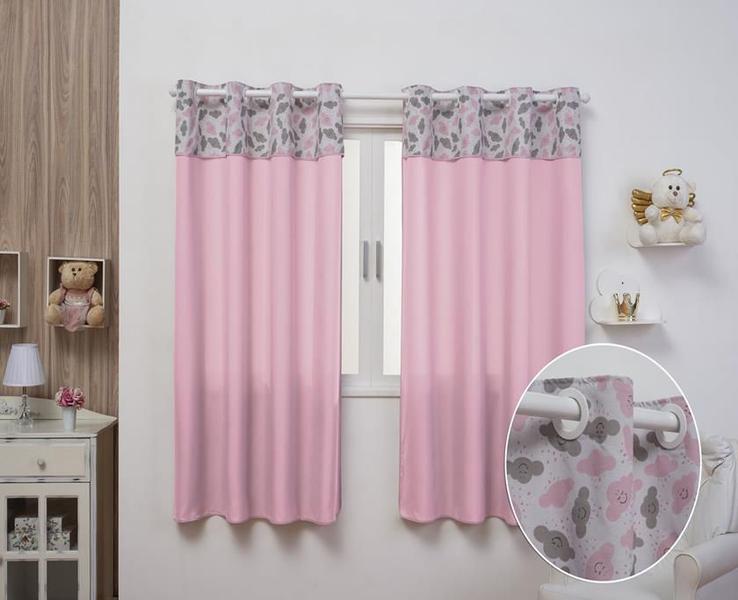 Imagem de Cortina Para Quarto de Criança Menina Juvenil Rosa 2m x 1,40m