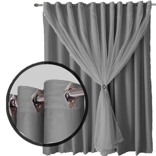 Imagem de cortina para quarto e sala blecaute Ana 5,50 x 2,60 branco