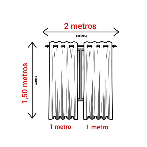 Imagem de Cortina Para Quarto e Sala Tamanho 2 x 1,5m Cores Lisas Tecido Oxford