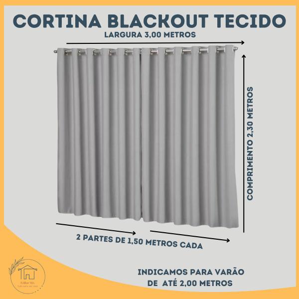 Imagem de Cortina Para Quarto Sala Varanda Blackout  3,00 x 2,30 Em Tecido Premium Blecaute De Luxo