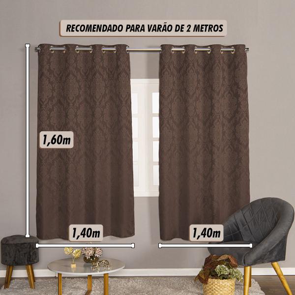 Imagem de Cortina Para Sala Jacquard Tecido 2,80 x 1,60 Para Varão De 2 Metros