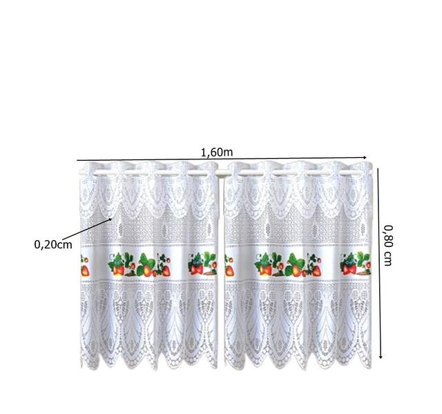 Imagem de Cortina Pia c/ Bando Vitro Real Renda Cozinha 1,60x0,80x0,20