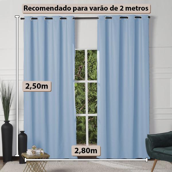 Imagem de Cortina Porta 2 Metros Azul Blecaute PVC Liso 2,80x2,50