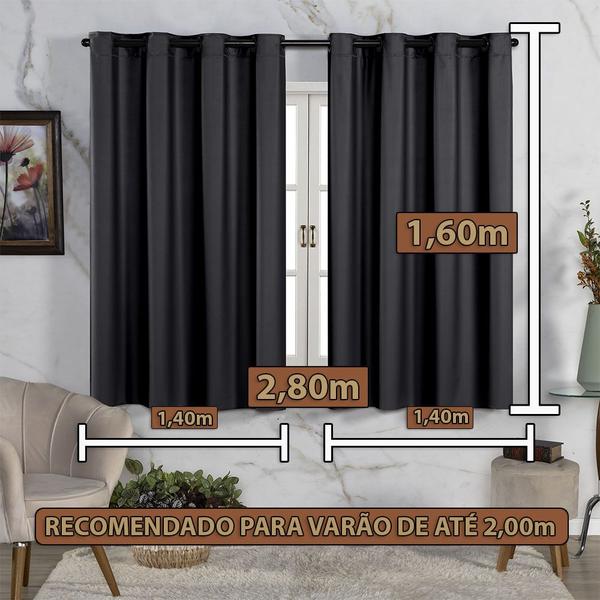 Imagem de Cortina Preta Blecaute PVC 2,80x1,80 Janela Grande Varão Simples